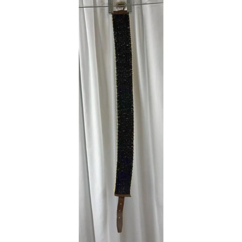 Loft Woven‎ Stretch Belt Yellow Tan Brown Braided Cinch L Bohemian Chic 70-02-01